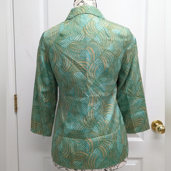 Women's vintage green patterned blouse size S - Picture 5 of 6